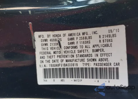 2011 Acura Tl 3.5/Tech z USA, uszkodzony, nr VIN 19UUA8F51BA000619